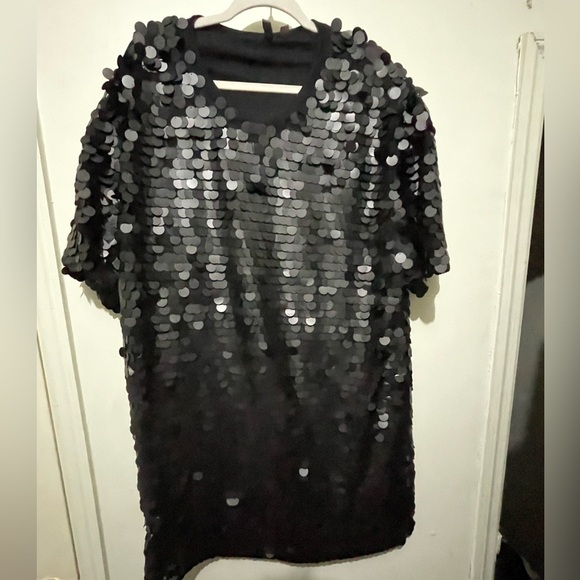 - ASOS Plus size  Pullover Black Sequin Top - Picture 5 of 7